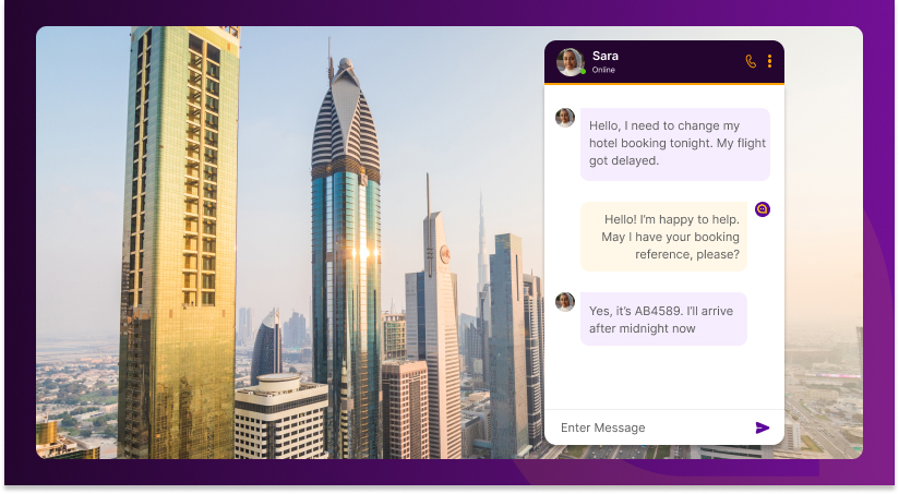 Live chat conversation between traveler and travel agent providing instant booking assistance